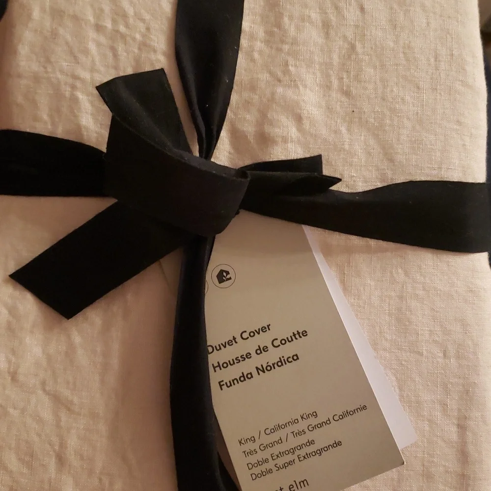 ❤️BUY 2 GET 1 FREE West Elm European Flax Linen Duvet Cover, King,Shell Pink